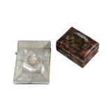 (2) SMALL BOXES - Early 19th c. English Oblong Tortoiseshell Pastille Box with hinged domed lid