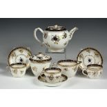(9 PC) ENGLISH PORCELAIN TEA SET - Late 18th c. English Caughley porcelain tea set, including