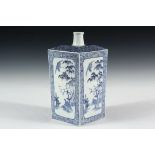 JAPANESE EXPORT PORCELAIN BOTTLE - Hirado Square Saki Caddy, circa 1850, with canted top edge and