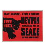 ORIGINAL 1960'S PROTEST POSTER - Rare "Free Huey" Poster. "Black Panther, Peace & Freedom, Newton,