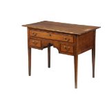 ENGLISH DRESSING TABLE - Hepplewhite Table in oak with mahogany cross-banded edge to the overhanging