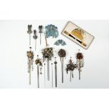 COLLECTION OF CHINESE AND JAPANESE HAIR ORNAMENTS - (13) 19th c Silver and Gold, including: (3)