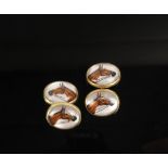 CUFFLINKS - Pair of Vintage Oval 14K Yellow Gold Cufflinks with mounted intaglios and horse head