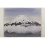 AFTER ROTETSU KOJIMA (1793 - 1852) - "Snow-Topped Fuji", watercolor on silk, signed and with seal,