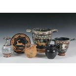 (6 PCS) ANCIENT GREEK AND ETRUSCAN POTTERY - Including: (2) Bell Kraters, the larger decorated
