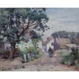 MABEL MAY WOODWARD (RI/ME, 1877-1945) - Mother and Child on Village Street, circa 1890, oil on