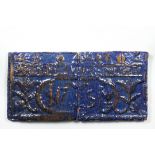 PAIR OF AMERICAN ART TILES - Moravian Architectural Tiles in blue and sienna, circa 1905, Bucks