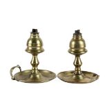 PAIR OF AMERICAN WHALE OIL LAMPS - Brass Lamps attributed to the shop of William H. Webb of