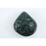 CARVED EMERALD PEAR SHAPED PAPERWEIGHT - Weighing 3,152 carats with certificate from the