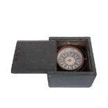 MIDCOAST MAINE MADE BOXED COMPASS - Circa 1900 Dry Compass in Green Painted Pine Box, the compass