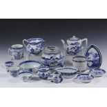 (15 PCS) MISC CHINESE PORCELAIN SERVING PIECES - All 19th c. Canton Export, mostly blue willow