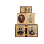 (3) 19TH C CASED PHOTOGRAPHS - All circa Civil War Era, in gutta percha Union Cases, including: A