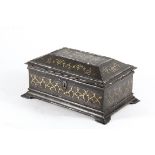FRENCH STEEL CASKET - 18th c Keepsake Box with gabled top, shaped flange edge, molded base with