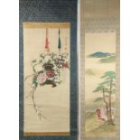 (2) JAPANESE SCROLLS - Pre-War Period Scrolls, in vintage boxes, the smaller with inscription, the