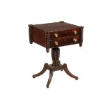 FEDERAL TWO-DRAWER STAND - Fine New England Mahogany Stand, circa 1820, with thin top having