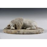 MARBLE DESKTOP CARVING - Late 18th to early 19th c. French White Marble Carving of a Reclining