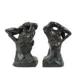 GWENDOLIN LE GALLIENNE (UK/France, 1900-1936) - Man and Woman, a pair of bronze bookends, signed "