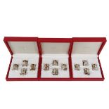 (3 SETS OF 4) CARTIER STERLING SILVER SALT & PEPPER SHAKERS - Each marked and with the interlinked