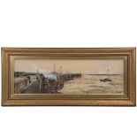 THOMAS BUSH HARDY (UK, Italy, 1842-1897) - "Amble Pier, Northumberland", watercolor, signed lower