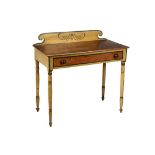 MAINE PAINTED SHERATON DRESSING TABLE - One Drawer Table with Backsplash, second quarter 19th c., in