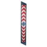 BARBER POLE - Wall Mount Half-Round Stationary Painted Wood Barber Shop Pole, tapered, mounted on