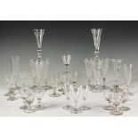 (28 PCS) 18TH C STEMWARE - Glass and Crystal Stems, Cordials and Flutes, some faceted, some