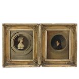 JAMES WOOD (RI, 1803-1867) - A Pair of Profile Bust Portraits, Man and Woman, captioned "Drawn by J.