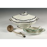 (4 PCS) ENGLISH CREAMWARE - Turner Soup Tureen and Ladle, circa 1780, having a shaped oblong lid
