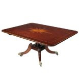 ENGLISH BREAKFAST TABLE - Georgian Plumb Pudding Mahogany Tilt-Top with birdseye maple compass