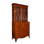 HEPPLEWHITE STEPBACK SECRETARY - Circa 1790 Inlaid Mahogany Hepplewhite Secretary of a grand