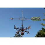 WEATHERVANE - Late 19th c., with original 1" x 90" iron post, 50" exposed when installed, with 40"