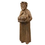 19TH C. TRADE SIGN - Life-Sized Figure of a Baker Woman with Bonnet, presenting loaves of bread,