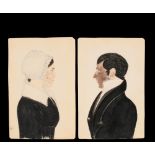 SAMUEL BRADBURN BANTON (ME, 1795-1864) - Profile Bust Portraits of a Couple, pencil and watercolor