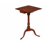 COLONIAL CANDLESTAND - Fine 18th c. Cherry Stand with square molded edge tray top, single pass-