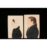 SAMUEL BRADBURN BANTON (ME, 1795-1864) - Profile Bust Portraits of a Couple, pencil and watercolor