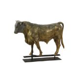 WEATHERVANE - 19th c. Full Body Gilt Copper and Zinc Weathervane in the form of a Bull, possibly A.