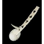 CRIMPER - Serrated Pie Crimper with Heart and Club pierced curved handle, American, mid 19th c.,