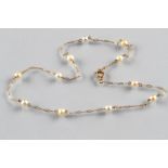 Ladies fine 9 carat gold necklet, interspaced with pearls, 42cm long