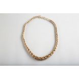 Ladies 9 carat yellow gold interwoven, graduated necklace, 37 grams, approx. 430mm long