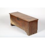 18th Century oak coffer, twin hinged lid, tin lined interior. 114cm long 39cm wide 48cm high