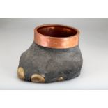 Elephant’s foot, copper lined bin or planter. 26cm diameter