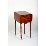 Victorian ladies mahogany sewing work table, twin drop leaves, two drawers and two dummy drawers