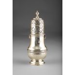 Large silver sugar castor of light house form, assay marked Chester 1904, 21cm high, approx. 9ozs