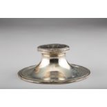 Circular silver inkwell with a tortoiseshell cover, assay marked Birmingham, date letter worn,