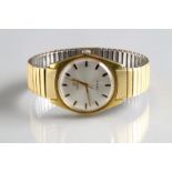 Gents gold plated Omega wrist watch, automatic movement, circular dial with hour batons, original