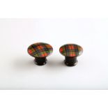 Pair Tartan Ware drawer handles. 3.5cm diameter