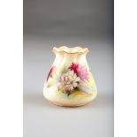 Royal Worcester purse vase, hand painted carnations by Spilbury, date coded 1926, 8cm high