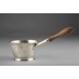 George III silver pot with turned wooden handle, assay marked London 1768, Silversmith IW, 10cm