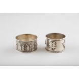 Two Chinese silver napkin rings by Wang Hing