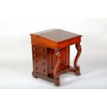 Victorian rosewood Davenport desk, hinged leather topped writing slope revealing a fitted interior